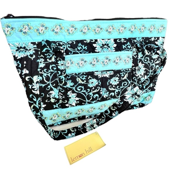 NWT Lemon Hill Quilted Bags Set- Tote, Make-Up Bag, Wallet, Blue Paisley Floral - Picture 5 of 15